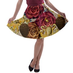 Octopus Floral A-line Skater Skirt by snowwhitegirl