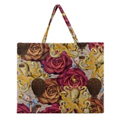 Octopus Floral Zipper Large Tote Bag by snowwhitegirl