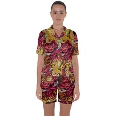 Octopus Floral Satin Short Sleeve Pyjamas Set by snowwhitegirl