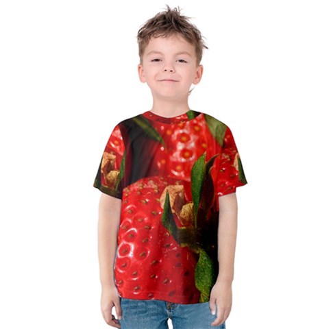 Red Strawberries Kids  Cotton Tee by snowwhitegirl