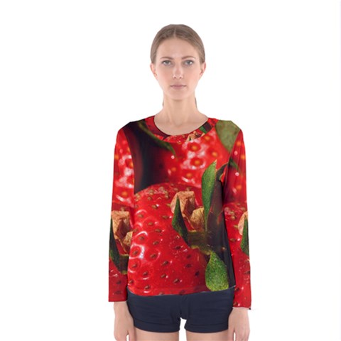 Red Strawberries Women s Long Sleeve Tee by snowwhitegirl