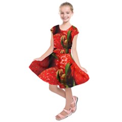 Red Strawberries Kids  Short Sleeve Dress by snowwhitegirl