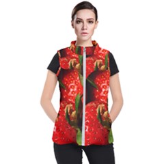 Red Strawberries Women s Puffer Vest