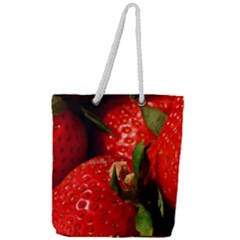 Red Strawberries Full Print Rope Handle Tote (large) by snowwhitegirl