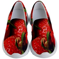 Red Strawberries Kid s Lightweight Slip Ons by snowwhitegirl