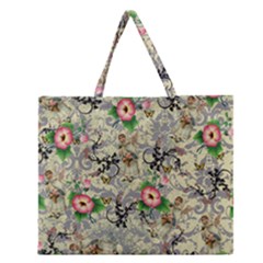 Angel Floral Zipper Large Tote Bag by snowwhitegirl