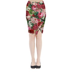 Rose Bushes Midi Wrap Pencil Skirt by snowwhitegirl