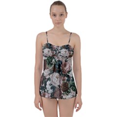 Rose Bushes Brown Babydoll Tankini Set by snowwhitegirl