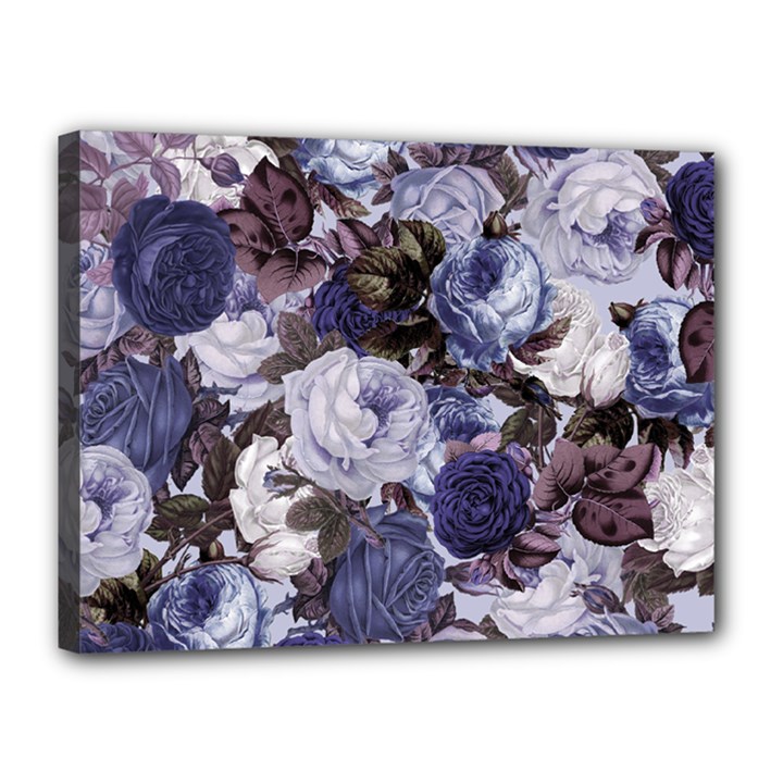 Rose Bushes Blue Canvas 16  x 12 