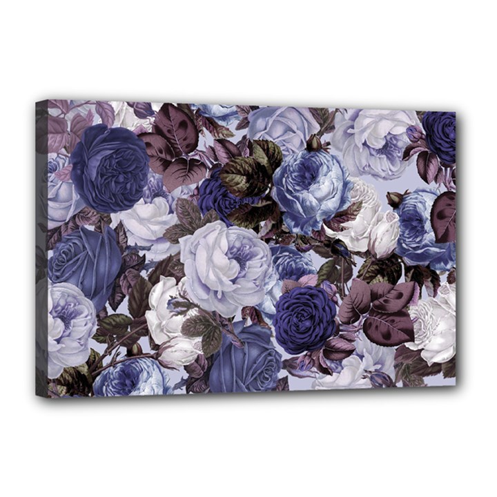 Rose Bushes Blue Canvas 18  x 12 