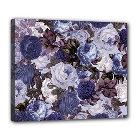 Rose Bushes Blue Deluxe Canvas 24  X 20   by snowwhitegirl