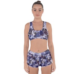 Rose Bushes Blue Racerback Boyleg Bikini Set by snowwhitegirl