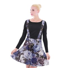 Rose Bushes Blue Suspender Skater Skirt by snowwhitegirl