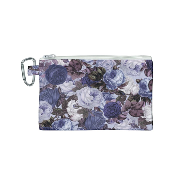 Rose Bushes Blue Canvas Cosmetic Bag (Small)