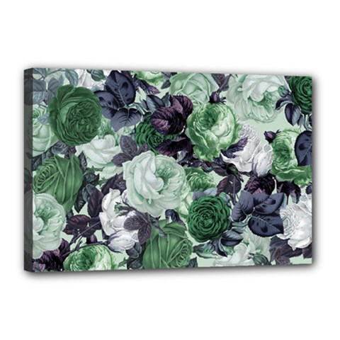 Rose Bushes Green Canvas 18  X 12  by snowwhitegirl