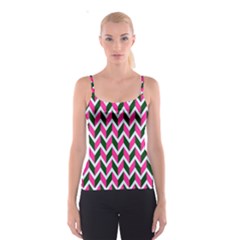 Chevron Pink Green Retro Spaghetti Strap Top by snowwhitegirl