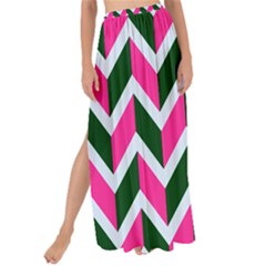 Chevron Pink Green Retro Maxi Chiffon Tie-up Sarong by snowwhitegirl