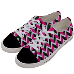 Chevron Pink Green Retro Women s Low Top Canvas Sneakers