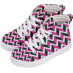 Chevron Pink Green Retro Kid s Hi-top Skate Sneakers