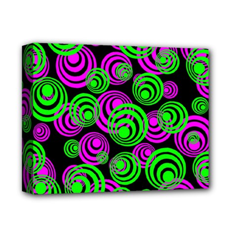 Neon Green And Pink Circles Deluxe Canvas 14  X 11  by PodArtist