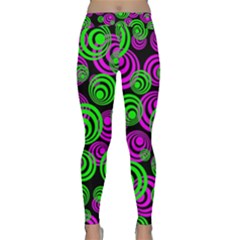 Neon Green And Pink Circles Classic Yoga Leggings by PodArtist