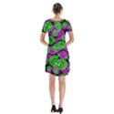 Neon Green and Pink Circles Short Sleeve V-neck Flare Dress View2