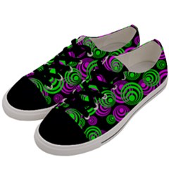 Neon Green And Pink Circles Men s Low Top Canvas Sneakers by PodArtist