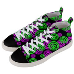 Neon Green And Pink Circles Men s Mid-top Canvas Sneakers by PodArtist