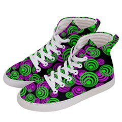 Neon Green And Pink Circles Men s Hi-top Skate Sneakers by PodArtist