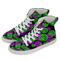 Neon Green And Pink Circles Women s Hi-top Skate Sneakers by PodArtist