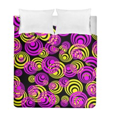 Neon Yellow And Hot Pink Circles Duvet Cover Double Side (full/ Double Size) by PodArtist