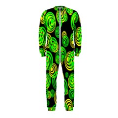 Neon Yellow And Green Circles On Black Onepiece Jumpsuit (kids) by PodArtist