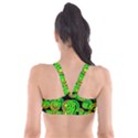 Neon yellow and Green Circles on Black Plunge Bikini Top View2