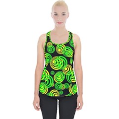 Neon Yellow And Green Circles On Black Piece Up Tank Top by PodArtist