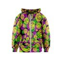 Bright Yellow Pink and Green Neon Circles Kids  Zipper Hoodie View1