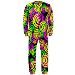 Bright Yellow Pink And Green Neon Circles Onepiece Jumpsuit (men)  by PodArtist