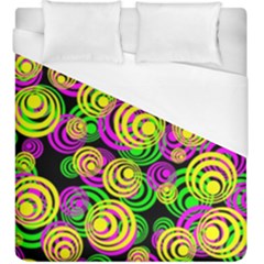 Bright Yellow Pink And Green Neon Circles Duvet Cover (king Size) by PodArtist