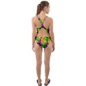 Bright Yellow Pink and Green Neon Circles Cut-Out Back One Piece Swimsuit View2