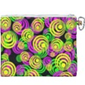 Bright Yellow Pink and Green Neon Circles Canvas Cosmetic Bag (XXXL) View2