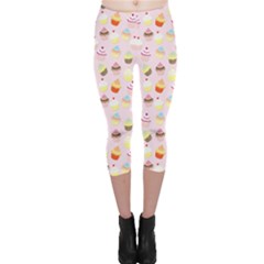 Baby Pink Valentines Cup Cakes Capri Leggings  by PodArtist