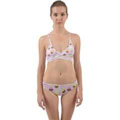 Baby Pink Valentines Cup Cakes Wrap Around Bikini Set