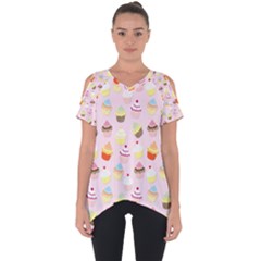 Baby Pink Valentines Cup Cakes Cut Out Side Drop Tee by PodArtist