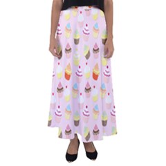 Baby Pink Valentines Cup Cakes Flared Maxi Skirt by PodArtist