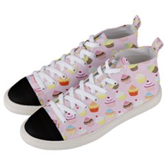 Baby Pink Valentines Cup Cakes Men s Mid-top Canvas Sneakers by PodArtist