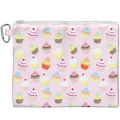 Baby Pink Valentines Cup Cakes Canvas Cosmetic Bag (xxxl) by PodArtist