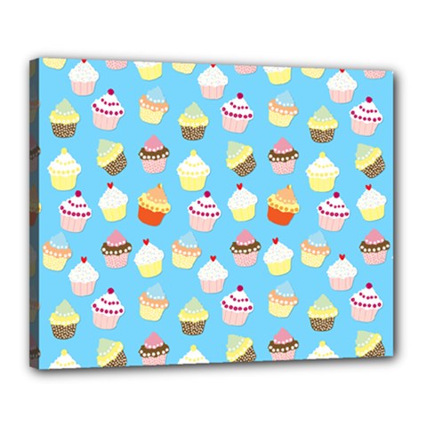 Pale Pastel Blue Cup Cakes Canvas 20  X 16 