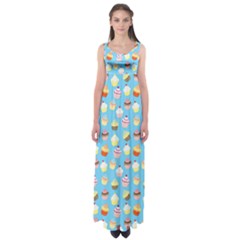 Pale Pastel Blue Cup Cakes Empire Waist Maxi Dress by PodArtist