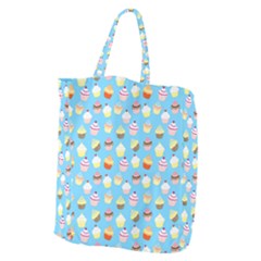 Pale Pastel Blue Cup Cakes Giant Grocery Zipper Tote by PodArtist