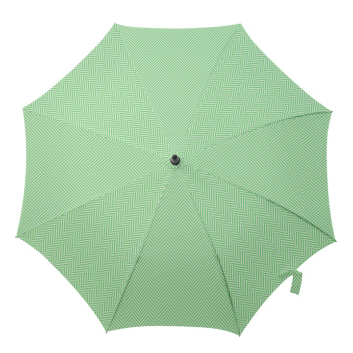    Classic Mint Green & White Herringbone Pattern Hook Handle Umbrellas (Medium)