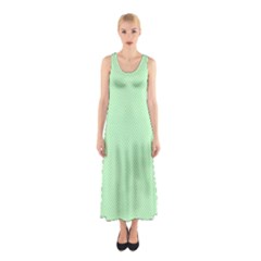    Classic Mint Green & White Herringbone Pattern Sleeveless Maxi Dress by PodArtist